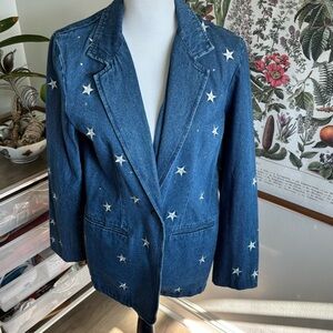 Vintage Women's Star Embellished Denim Jacket Small